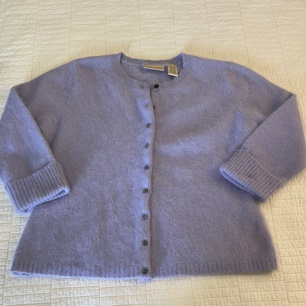 Apostrophe Large Button Cardigan Angora Lavender … - image 2
